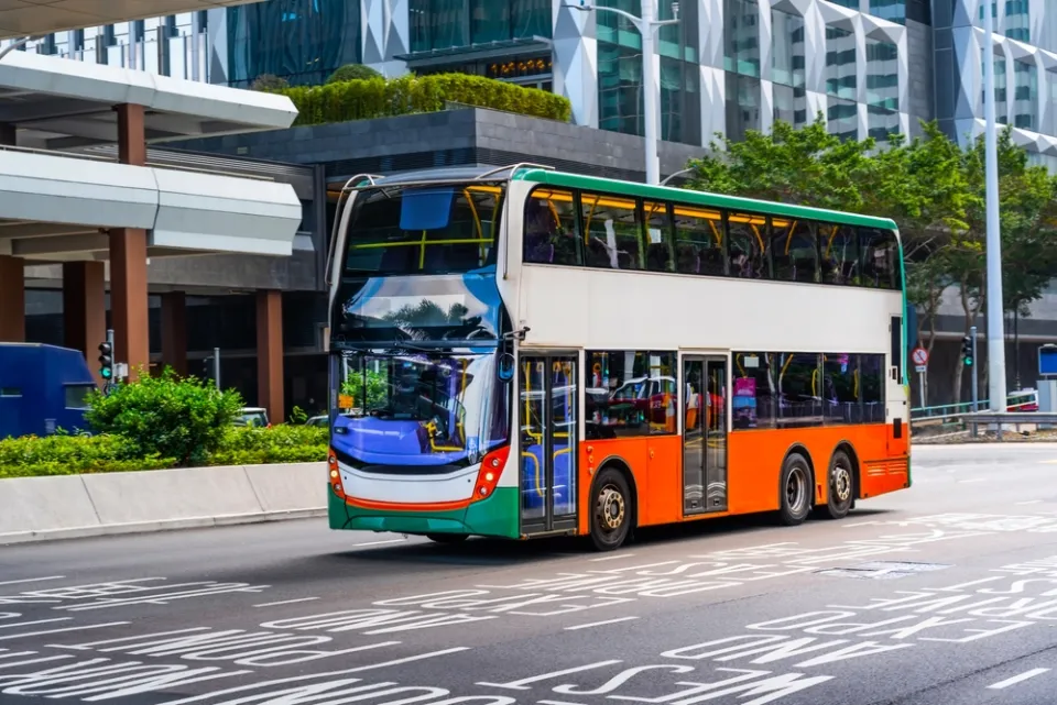 香港街头的红色双层巴士